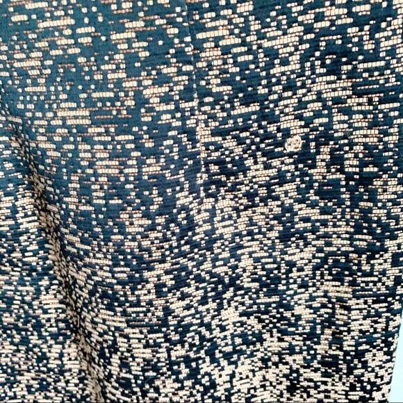 David Meister Pencil Style Dress Asymmetrical Neckline Unique Bronze Stitching 8 - Picture 7 of 12